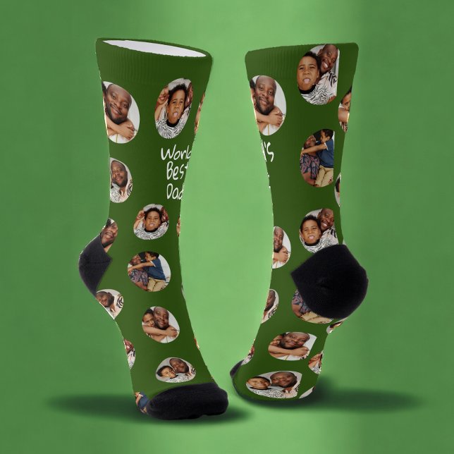 4 Foto Collage Welten Bester Vater Socken (4 Photo Collage World's Best Daddy Socks from Ricaso. Add your own photographs, custom made. )