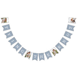 4 Foto Engagement Party Dusty Blue Bunting Flags Wimpelkette