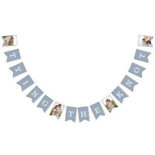 4 Foto Engagement Party Dusty Blue Bunting Flags Wimpelkette