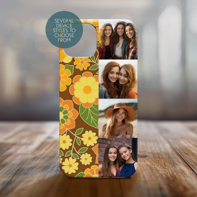 4 Foto Film Strip Script Name Funky Blume Case-Mate iPhone Hülle (Personalized Phone Cover with Photos)