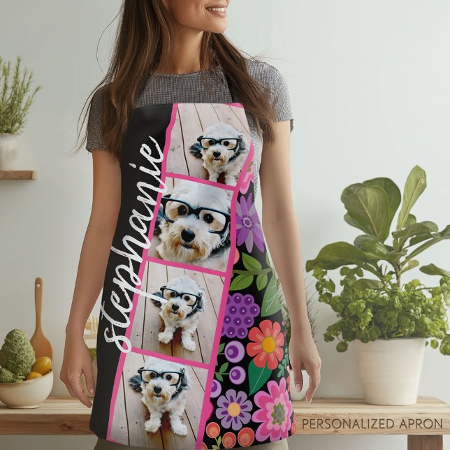 4 Foto Filmstreifen - Skriptname Funky Blume Schürze (Personalized Apron)