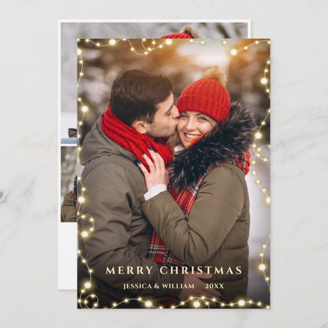 4 FOTO Frohe Weihnachten Gold Sparkle Gruß (Vorne/Hinten)