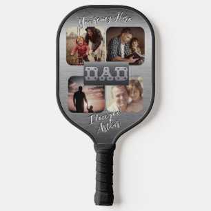 4 Foto - Frohen Vatertag Metall Thema Pickleball Schläger