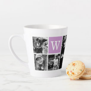 4 Foto-Galerie und lila Monogramm Milchtasse