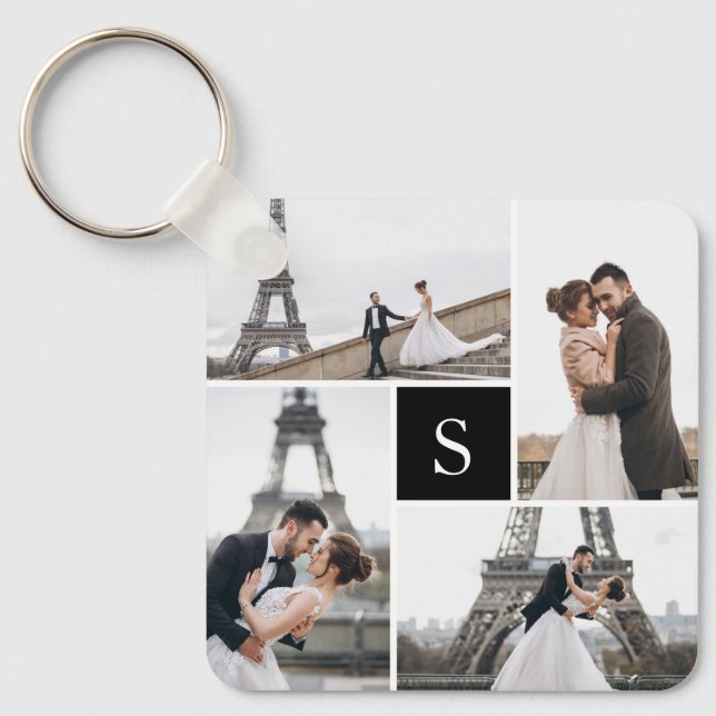 4 Foto Gallery Black Monogram Schlüsselanhänger (Vorderseite)
