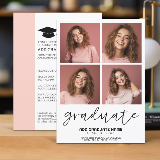 4 Foto Graduate Minimal - Graduierungsparty Einladung (Graduation Invitation - Classic)