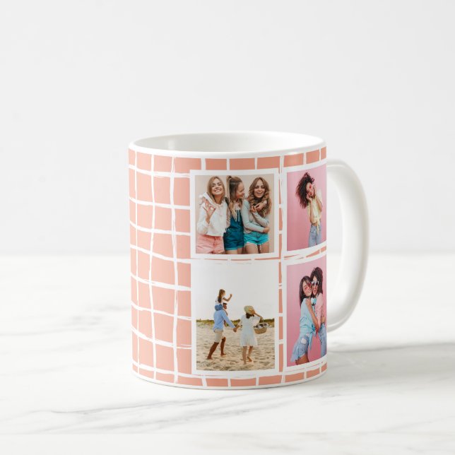 4-Foto-Grillorange, modern und abstrakt Kaffeetasse (VorderseiteRechts)