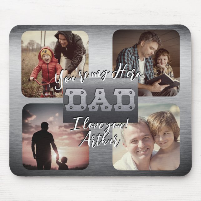 4 Foto - Happy Vatertag Metal Thema Mousepad (Vorne)
