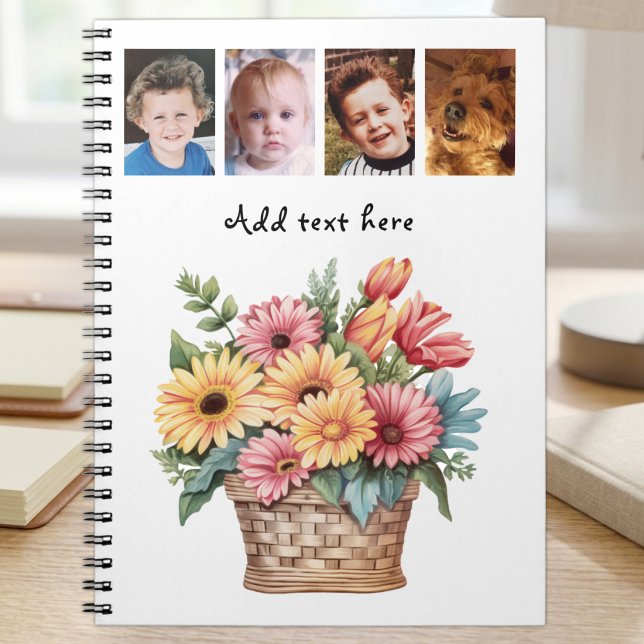 4 Foto individuelle Text Gerbera Blumen weiß Notizblock (Von Creator hochgeladen)