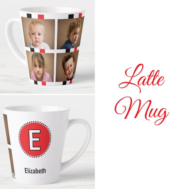 4 Foto Initialen Name schwarz rot Milchtasse (Von Creator hochgeladen)