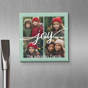4 Foto Instagram Collage mit Holiday Joy Mint Magnet