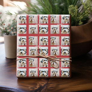 4 Foto Instagram Collage mit Holiday Joy Red Geschenkpapier