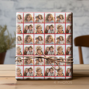 4 Foto Instagram Collage mit Holiday Joy Red Geschenkpapier