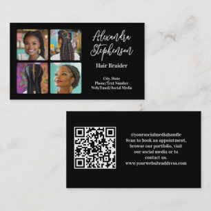 4 Foto Instagram Haar-Flechter Stylist QR-Code Visitenkarte