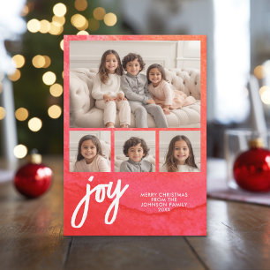 4 Foto Joy Frohe Weihnachten Minimal Red Watercolo