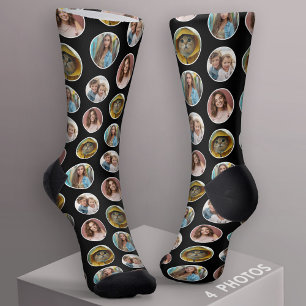 4-Foto-Kreis-Rand-Collage - Schwarz Weiß Socken