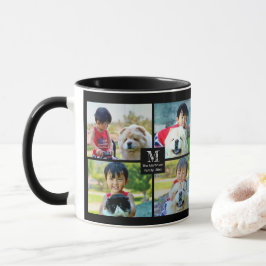 4 Foto kundenspezifische Collage mit Monogramm Tasse