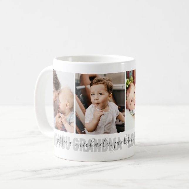 4-Foto-Liebe Ihr Großmutter-Kindernamen Kaffeetasse (Vorderseite Links)