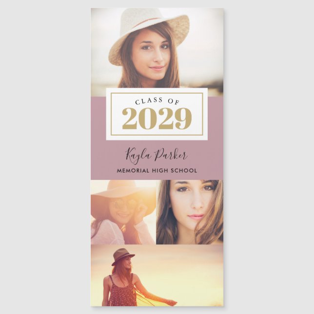 4-Foto-Magnetkarten für den Abschluss Magnetkarte (Vorderseite)