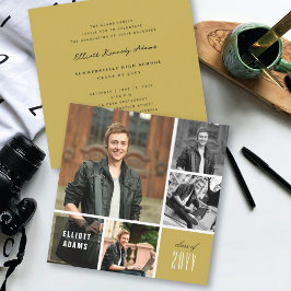 4 Foto Minimalistisch Color Square Graduation Part Einladung