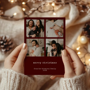 4 Foto Minimalistisch Frohe Weihnachtskarte Feiertagskarte