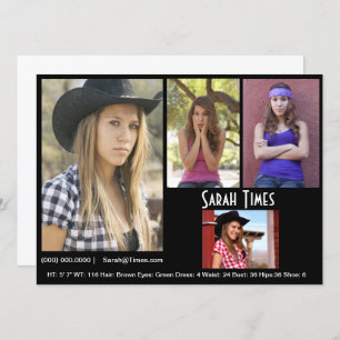 4-Foto-Modell-Comp-Karte Schwarze Vorlage