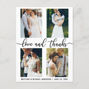 4-Foto-Moderne-Hochzeit-Liebe-und-Dankes-Schrift Postkarte