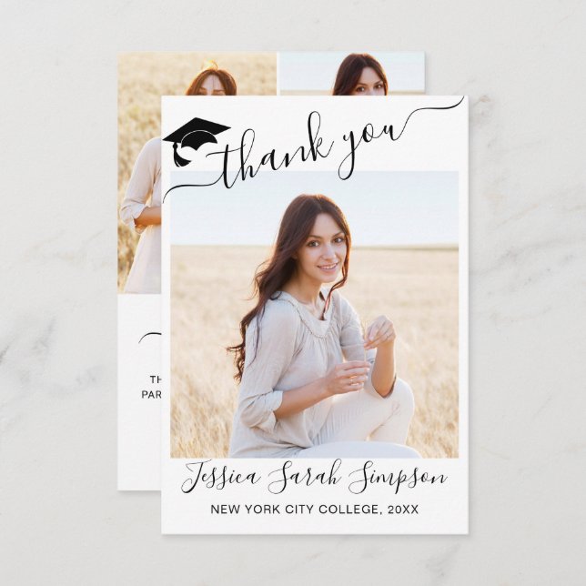 4 FOTO Moderner, einfacher Minimalistischer Abschl Dankeskarte (Vorne/Hinten)