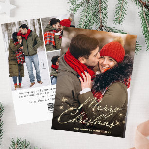 4 FOTO Modernes Goldenes Weihnachtsgrüßen Feiertagskarte