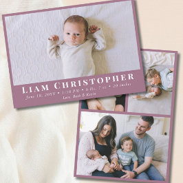 4 Foto Modernes Minimal Lilac Lila Einfache Geburt Ankündigung