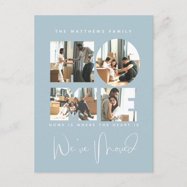 4 Foto Neue Zuhause Änderung der Ankündigung Postkarte (Vorderseite)