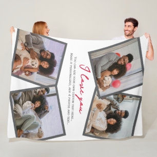 4 Foto Personalisiert und Textvorlage Fleecedecke