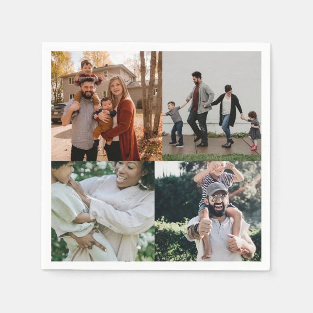 4 Foto Personalisierte benutzerdefinierte Collage Serviette (Vorderseite)