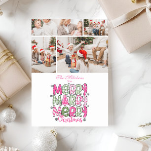 4 Foto Pink Grün Frohe Weihnachten Feiertag