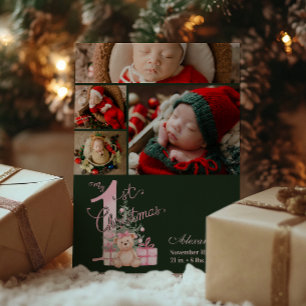 4 Foto Pink Grüne Baby Erstes Weihnachten