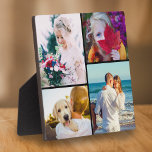4-Foto-Plaque mit gedeckter schwarzer Vorlage Fotoplatte<br><div class="desc">Personalisierte 4 Fotoplattplakette mit 4 wechselbaren Fotos,  einem abgerundeten schwarzen Rahmen und einem eingebauten Ständer hinten. Ein einzigartiges Geschenk für die Familie.</div>