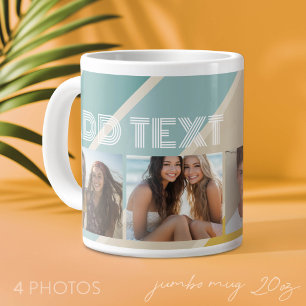 4 Foto Retro-Streifenmuster funky Name Jumbo-Tasse