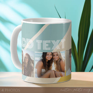 4 Foto Retro-Streifenmuster funky Name Kaffeetasse