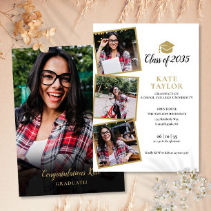4 Foto Schwarz-Gold-Graduiertenparty Einladung