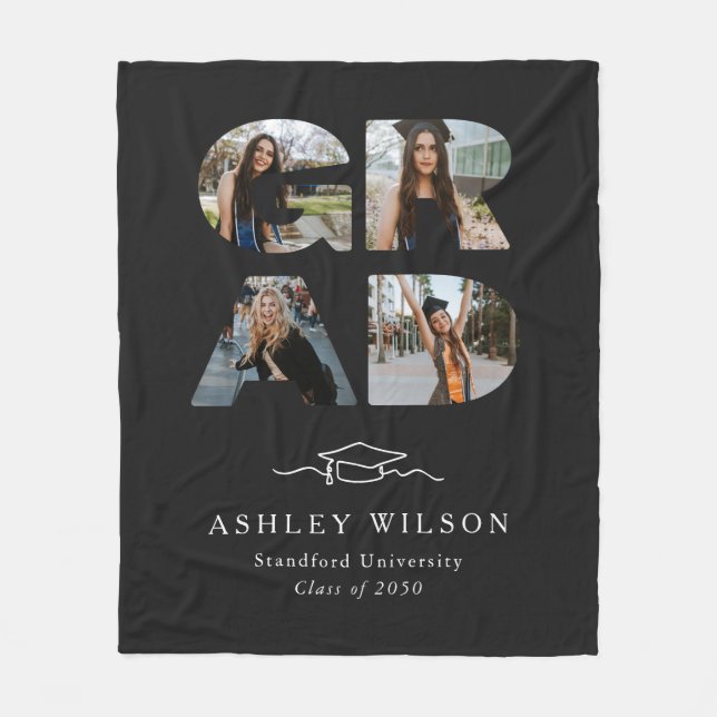 4 Foto Script Black Abschluss Fleecedecke (Vorderseite)
