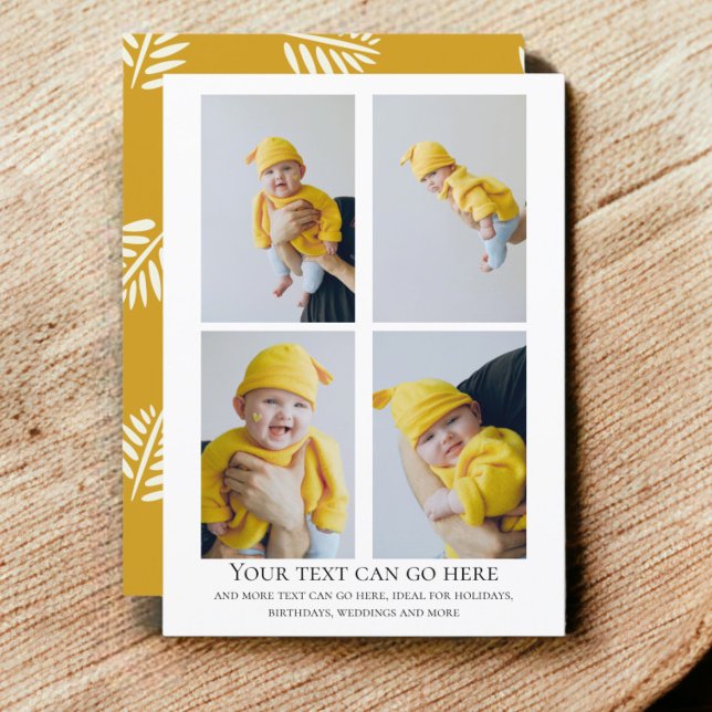 4 Foto- und Blattrückvorlage Karte (4 Photo and leaf pattern back template flat cards from Ricaso. Make your own for many occasions)