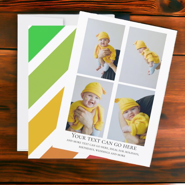 4 Foto und rückseitig entpackte Vorlage (4 Photo and stripped back template flat card, ideal for birthdays, Christmas & more from Ricaso)