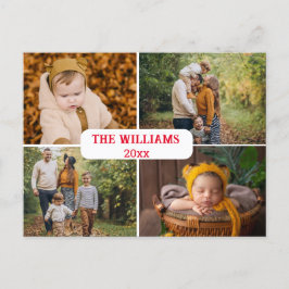 4 Foto Urlaub mit elegantem Rot-Skript Postkarte