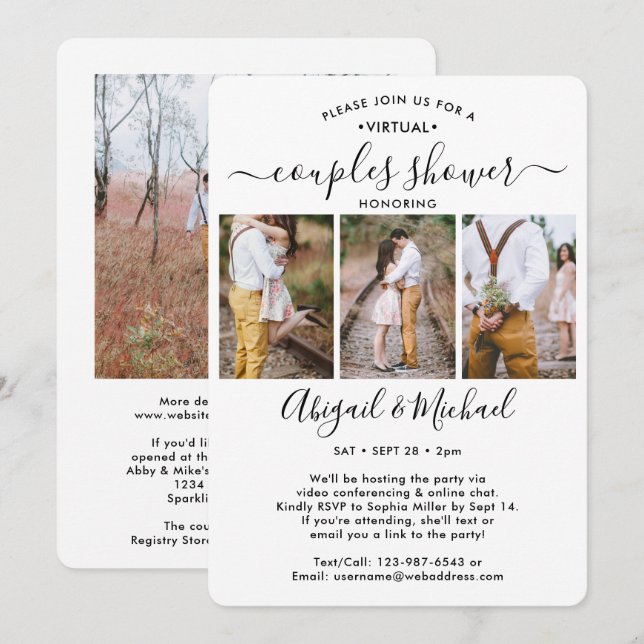 4 Foto Virtual Coups Brautparty per Mail Einladung (Vorne/Hinten)