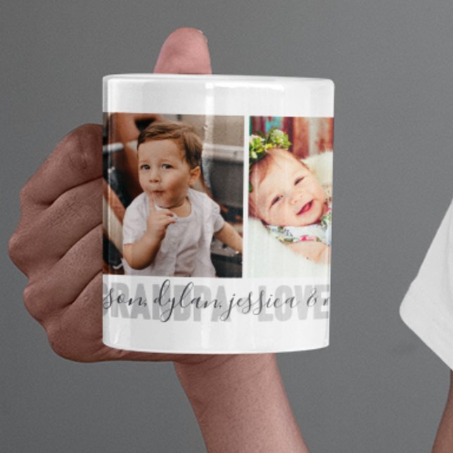 4-Foto von Love You Grandpa Grandchildren’s Names Kaffeetasse (Von Creator hochgeladen)