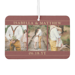 4 Foto Wedding Collage Burgundy Red & Gold Heart Autolufterfrischer