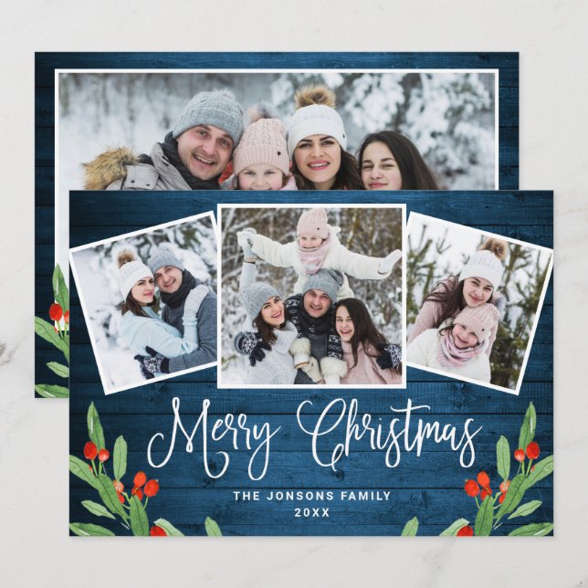 4 FOTO Weihnachten Rustikal Blauer Wald Gruß (Vorne/Hinten)