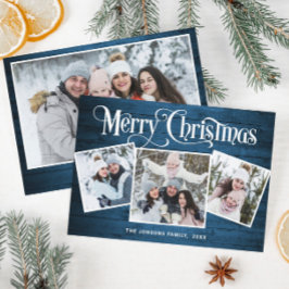 4 FOTO Weihnachten Rustikal Blauer Wald Gruß