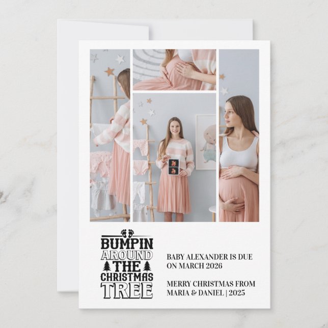 4 Foto Weihnachtsbaum Schwangerschaft Ankündigung (Vorderseite)