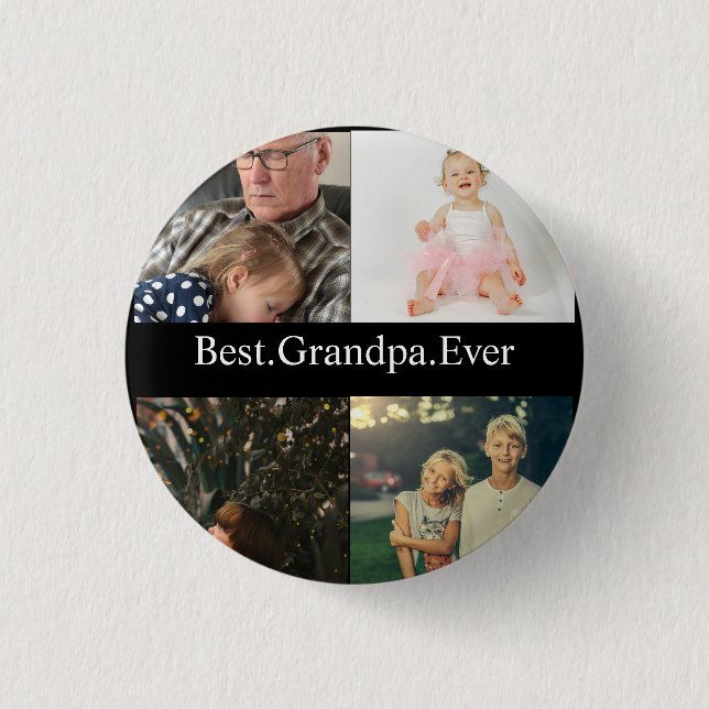 4 FotoCollage Beste Opa je Button (Vorderseite)